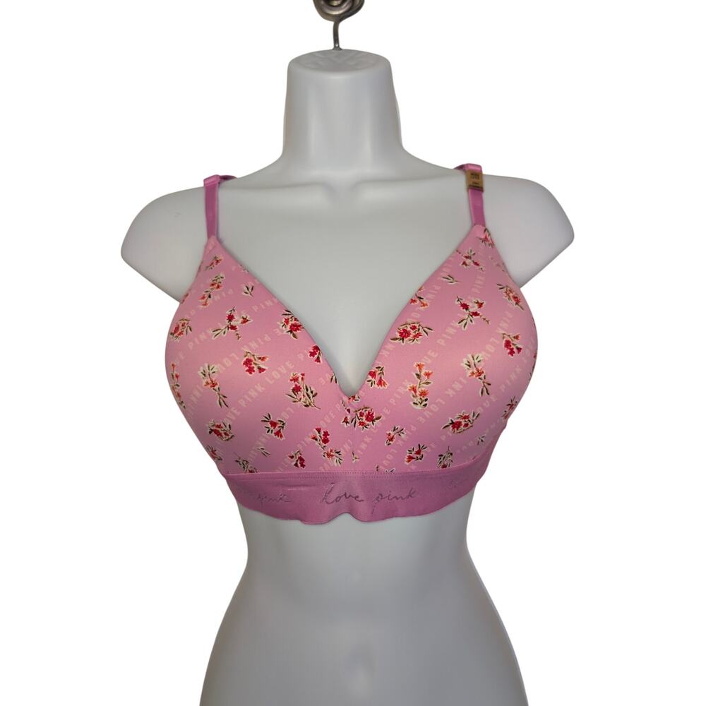 PINK Victoria's Secret, Wear Everywhere Wireless Lightly Lined Floral Bra, 38C